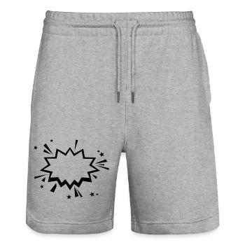 Comic Bang - Stanley/Stella Trainer Unisex Organic Jogging Shorts - heather grey - Front - Nik (191cm) & Marisol (170cm)