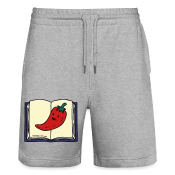 Seasoned with Smut | Funny Spicy BookTok Sticker  - Stanley/Stella Unisex Bio Joggingshorts Trainer  - Grau meliert - Vorne - Nik (191cm) & Marisol (170cm)