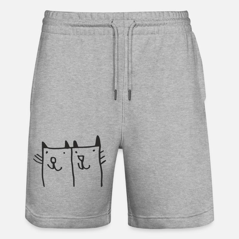Illustration de chat ludique - Short de jogging bio TRAINER Stanley/Stella unisexe - gris chiné