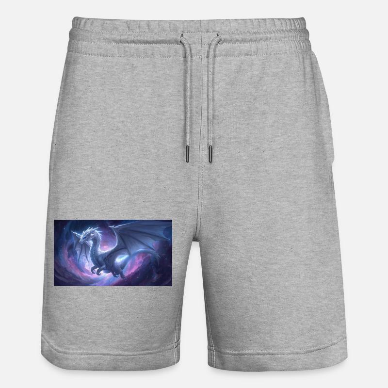 Blauäugiger weißer Drache - Stanley/Stella Unisex Bio Joggingshorts Trainer - Grau meliert
