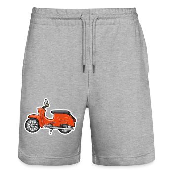 Design rétro orange Simson hirondelle - Short de jogging bio TRAINER Stanley/Stella unisexe - gris chiné - Devant - Nik (191cm) & Marisol (170cm)