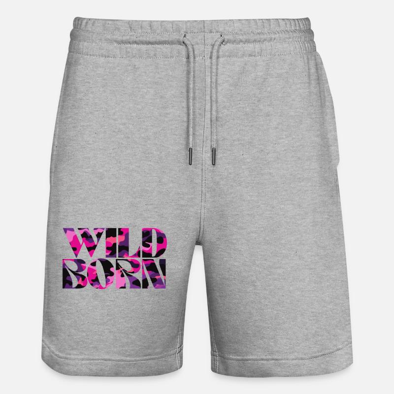 Camouflage Pink World Message Design - Short de jogging bio TRAINER Stanley/Stella unisexe - gris chiné