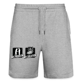Sonographer My Problem My Pictogram Dad Xray Tech - Stanley/Stella Trainer Unisex Organic Jogging Shorts - heather grey - Front - Nik (191cm) & Marisol (170cm)