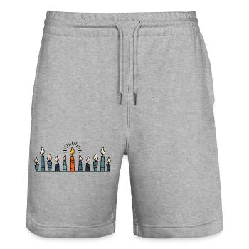 Kerzen senden dir ein Licht zu Weihnachten - Stanley/Stella Unisex Bio Joggingshorts Trainer  - Grau meliert - Vorne - Nik (191cm) & Marisol (170cm)