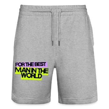 Pour le meilleur homme du monde - Short de jogging bio TRAINER Stanley/Stella unisexe - gris chiné - Devant - Nik (191cm) & Marisol (170cm)