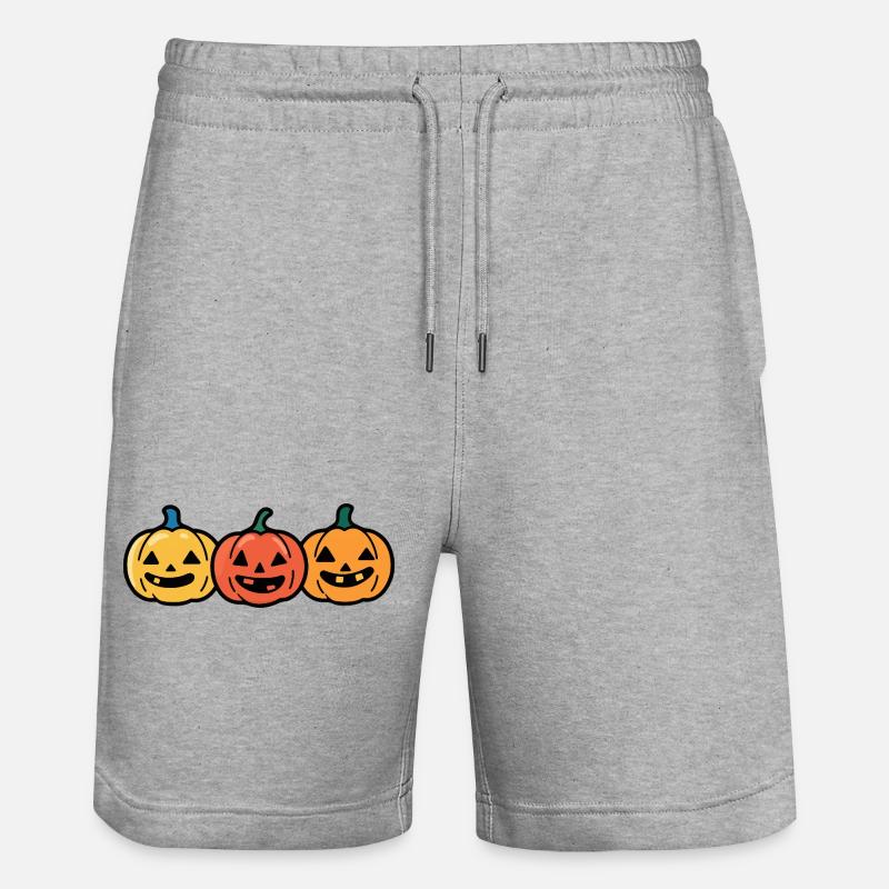 Pumpkin Halloween Comic - Stanley/Stella Trainer Unisex Organic Jogging Shorts - heather grey