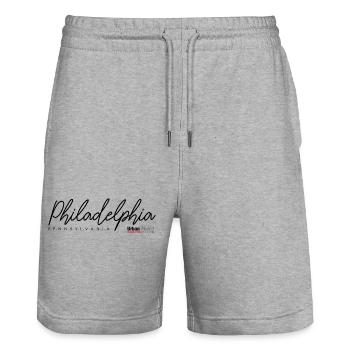 Winter Butterfly in Frosty Shades - Stanley/Stella Trainer Unisex Organic Jogging Shorts - heather grey - Front - Nik (191cm) & Marisol (170cm)