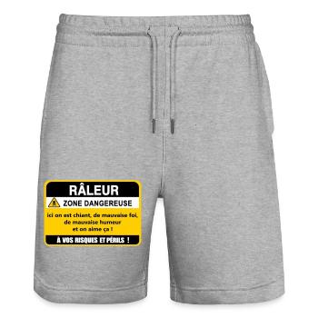 Complaining Danger Zone - Stanley/Stella Trainer Unisex Organic Jogging Shorts - heather grey - Front - Nik (191cm) & Marisol (170cm)