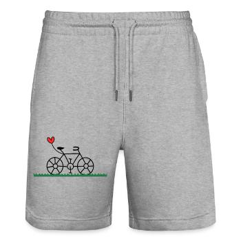 BICYCLE. CYCLING. GO GREEN. ECOLOGY. ENVIRONMENT. - Stanley/Stella Trainer Unisex Organic Jogging Shorts - heather grey - Front - Nik (191cm) & Marisol (170cm)