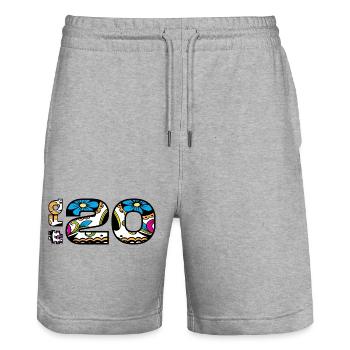 FQ20-2025-misano - Stanley/Stella Unisex Bio Joggingshorts Trainer  - Grau meliert - Vorne - Nik (191cm) & Marisol (170cm)