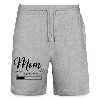 Mom Loading 2026 - Stanley/Stella Trainer Unisex Organic Jogging Shorts - heather grey - Front - Nik (191cm) & Marisol (170cm)