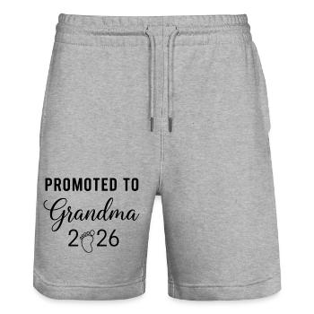 Promu au rang de grand-mère 2026 - Short de jogging bio TRAINER Stanley/Stella unisexe - gris chiné - Devant - Nik (191cm) & Marisol (170cm)