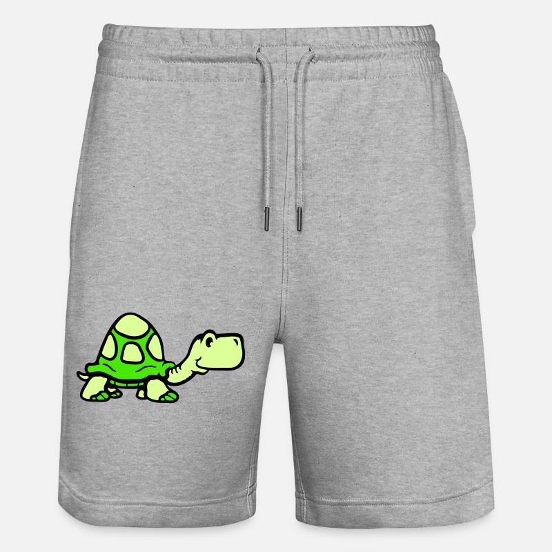tortue mignonne souriante heureuse drôle - Short de jogging bio TRAINER Stanley/Stella unisexe - gris chiné