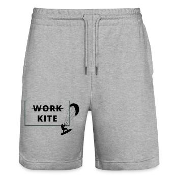 Kitesurfing, no work - kite - Stanley/Stella Unisex Bio Joggingshorts Trainer  - Grau meliert - Vorne - Nik (191cm) & Marisol (170cm)