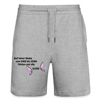 Elfen - Stanley/Stella Unisex Bio Joggingshorts Trainer  - Grau meliert - Vorne - Nik (191cm) & Marisol (170cm)