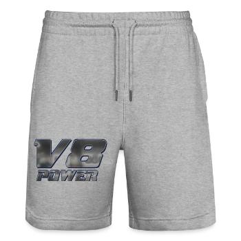 Puissance du V8 - Short de jogging bio TRAINER Stanley/Stella unisexe - gris chiné - Devant - Nik (191cm) & Marisol (170cm)
