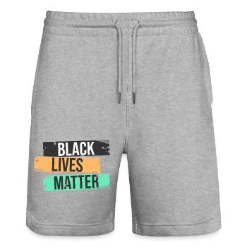Black Lives Matter - Stanley/Stella Unisex Bio Joggingshorts Trainer  - Grau meliert - Vorne - Nik (191cm) & Marisol (170cm)