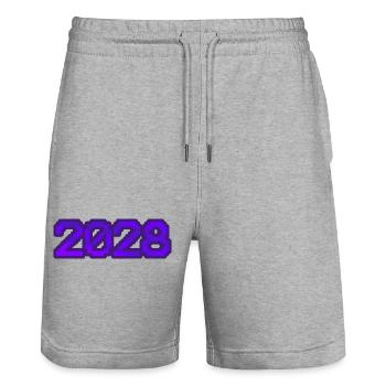 Ordinateur 2028 - Short de jogging bio TRAINER Stanley/Stella unisexe - gris chiné - Devant - Nik (191cm) & Marisol (170cm)