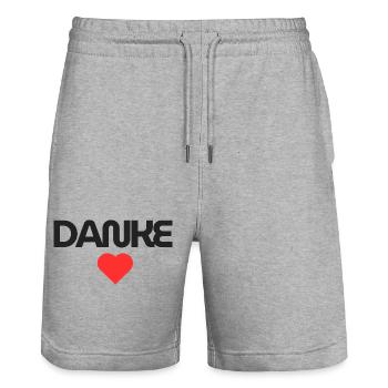 Remerciements chaleureux Design pour la gratitude - Short de jogging bio TRAINER Stanley/Stella unisexe - gris chiné - Devant - Nik (191cm) & Marisol (170cm)