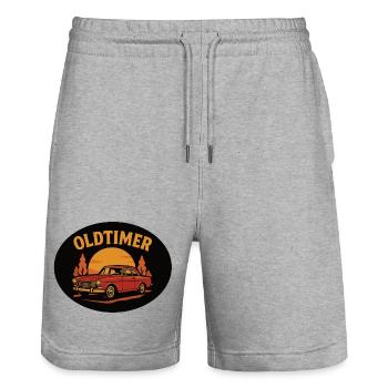 Vintage Car Classic Car Sunset Design - Stanley/Stella Trainer Unisex Organic Jogging Shorts - heather grey - Front - Nik (191cm) & Marisol (170cm)