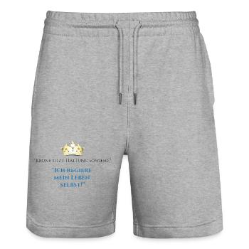 Ich regiere mein Leben selbst Krone - Stanley/Stella Unisex Bio Joggingshorts Trainer  - Grau meliert - Vorne - Nik (191cm) & Marisol (170cm)