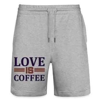 Love is coffee - Stanley/Stella Unisex Bio Joggingshorts Trainer  - Grau meliert - Vorne - Nik (191cm) & Marisol (170cm)