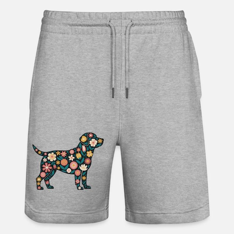 Silhouette de chien fleur - Short de jogging bio TRAINER Stanley/Stella unisexe - gris chiné