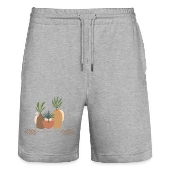Vase Plantes Collage - Short de jogging bio TRAINER Stanley/Stella unisexe - gris chiné - Devant - Nik (191cm) & Marisol (170cm)
