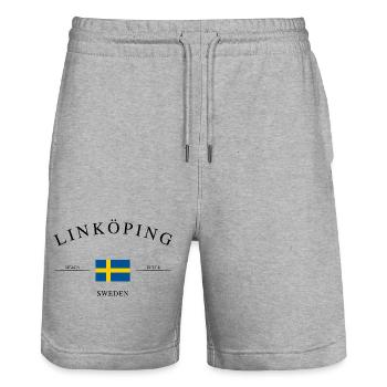 Linköping Sweden – Holiday Souvenir & Gift - Stanley/Stella Trainer Unisex Organic Jogging Shorts - heather grey - Front - Nik (191cm) & Marisol (170cm)