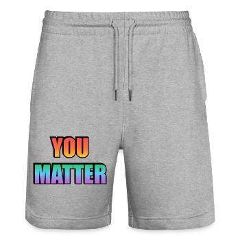 You Matter Verlaufstext - Stanley/Stella Unisex Bio Joggingshorts Trainer  - Grau meliert - Vorne - Nik (191cm) & Marisol (170cm)