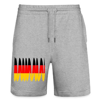 Deutschland Flagge - Stanley/Stella Unisex Bio Joggingshorts Trainer  - Grau meliert - Vorne - Nik (191cm) & Marisol (170cm)