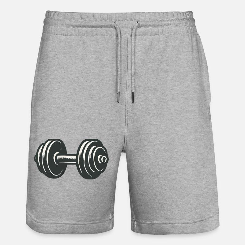 Hantel Kraft Workout Grafik - Stanley/Stella Unisex Bio Joggingshorts Trainer  - Grau meliert