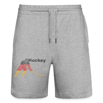 Flaggenfarben Eishockey Silhouette - Stanley/Stella Unisex Bio Joggingshorts Trainer  - Grau meliert - Vorne - Nik (191cm) & Marisol (170cm)