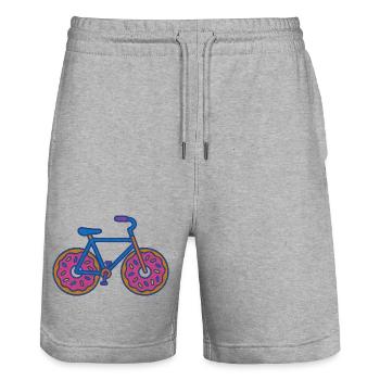 Donut Wheels Bicycle Pop Art - Stanley/Stella Trainer Unisex Organic Jogging Shorts - heather grey - Front - Nik (191cm) & Marisol (170cm)