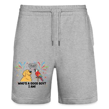 Wer ist ein braver Junge ? - Stanley/Stella Unisex Bio Joggingshorts Trainer  - Grau meliert - Vorne - Nik (191cm) & Marisol (170cm)