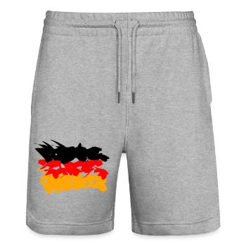 Germany Flag Graffiti Design - Stanley/Stella Trainer Unisex Organic Jogging Shorts - heather grey - Front - Nik (191cm) & Marisol (170cm)