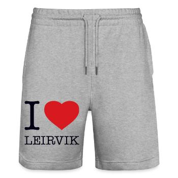 I love Leirvik - Stanley/Stella Trainer Unisex Organic Jogging Shorts - heather grey - Front - Nik (191cm) & Marisol (170cm)