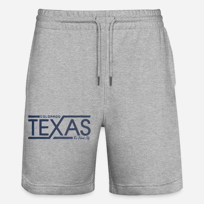 Texas Stripes Retro State Panel - Stanley/Stella Trainer Unisex Organic Jogging Shorts - heather grey