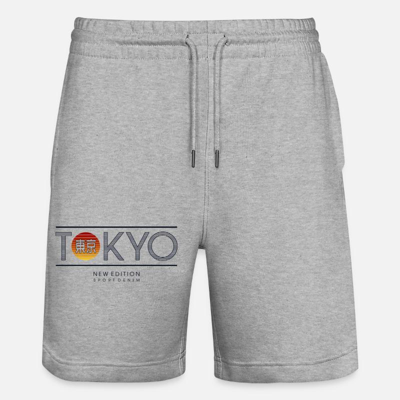 Motif Soleil Néon Tokyo - Short de jogging bio TRAINER Stanley/Stella unisexe - gris chiné