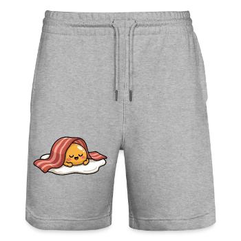 Sleeping Egg with Bacon Cartoon - Stanley/Stella Unisex Bio Joggingshorts Trainer  - Grau meliert - Vorne - Nik (191cm) & Marisol (170cm)