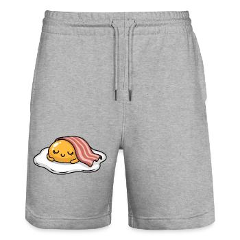 Sleeping Egg with Bacon Cartoon - Stanley/Stella Unisex Bio Joggingshorts Trainer  - Grau meliert - Vorne - Nik (191cm) & Marisol (170cm)