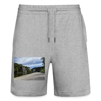 Rivière Kelheim Falaises Paysage Gorges du Danube - Short de jogging bio TRAINER Stanley/Stella unisexe - gris chiné - Devant - Nik (191cm) & Marisol (170cm)