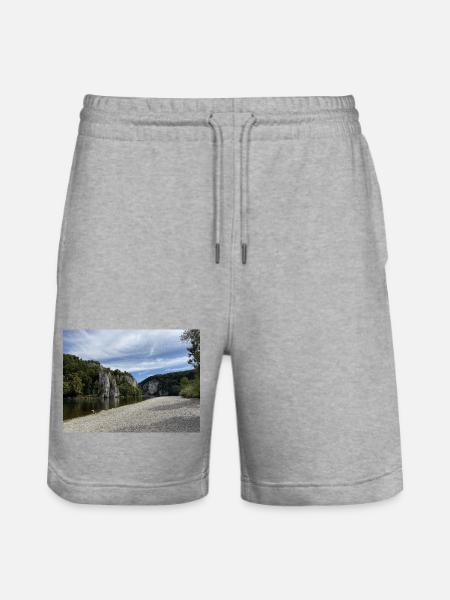 Flussklippen Kelheim Landschaft Donaudurchbruch - Stanley/Stella Unisex Bio Joggingshorts Trainer  - Grau meliert