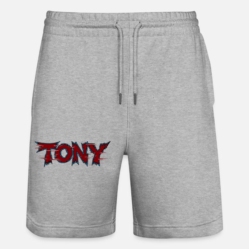 Tony Logo néon dentelé - Short de jogging bio TRAINER Stanley/Stella unisexe - gris chiné