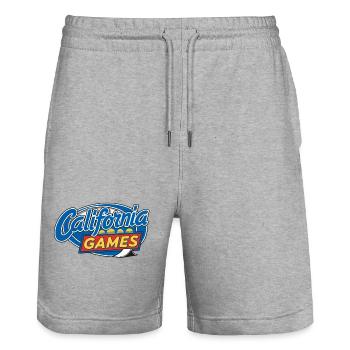 CaliGames - Stanley/Stella Trainer Unisex Organic Jogging Shorts - heather grey - Front - Nik (191cm) & Marisol (170cm)