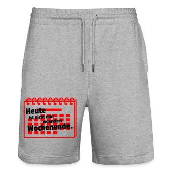 Nirgends Wochenende - Stanley/Stella Unisex Bio Joggingshorts Trainer  - Grau meliert - Vorne - Nik (191cm) & Marisol (170cm)