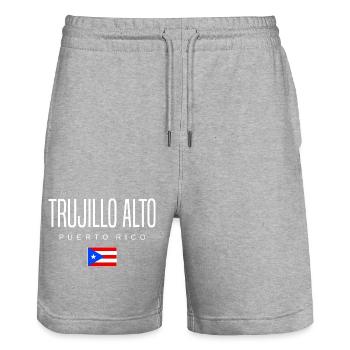 Trujillo Alto Puerto Rico Puerto Ricans - Stanley/Stella Trainer Unisex Organic Jogging Shorts - heather grey - Front - Nik (191cm) & Marisol (170cm)