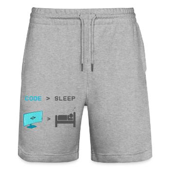 Code vs Sleep: Coder im Schlafmodus - Stanley/Stella Unisex Bio Joggingshorts Trainer  - Grau meliert - Vorne - Nik (191cm) & Marisol (170cm)