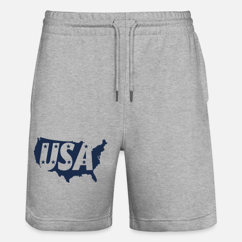 Carte des États-Unis avec étoiles - Short de jogging bio TRAINER Stanley/Stella unisexe - gris chiné