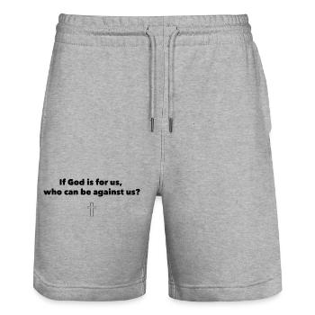 Wenn Gott mit uns ist - Stanley/Stella Unisex Bio Joggingshorts Trainer  - Grau meliert - Vorne - Nik (191cm) & Marisol (170cm)